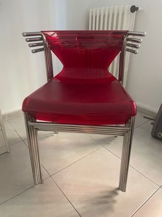 Sillas Elmer Ikea Rojas y Plateadas