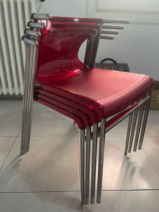 Sillas Elmer Ikea Rojas y Plateadas