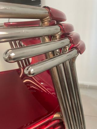 Sillas Elmer Ikea Rojas y Plateadas