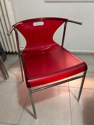 Sillas Elmer Ikea Rojas y Plateadas