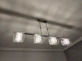 Lámpara colgante 4 focos cristal y metal