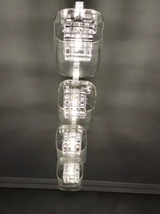 Lámpara colgante 4 focos cristal y metal