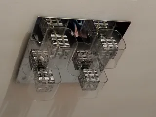 Lámpara colgante 4 focos cristal y metal