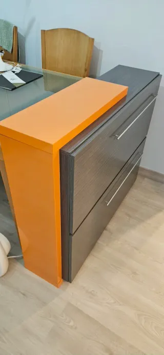 Zapatero 2 puertas bicolor naranja y marrón