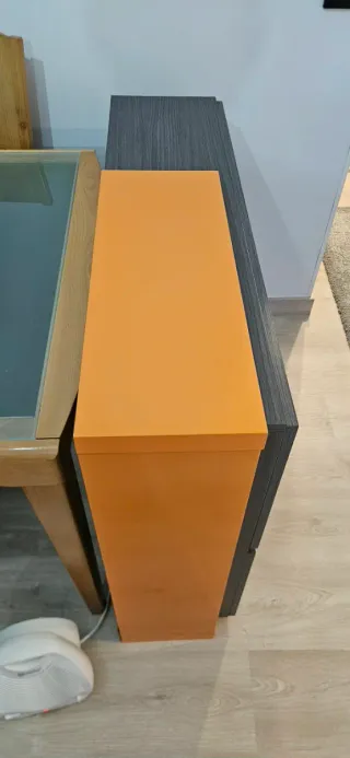 Zapatero 2 puertas bicolor naranja y marrón