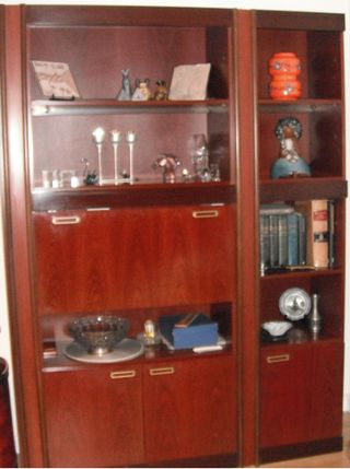 Librería modular madera y cristal