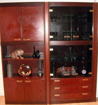 Librería modular madera y cristal