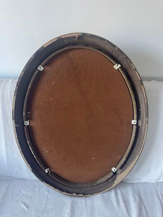 Marco Ovalado Dorado con Flores Pintadas