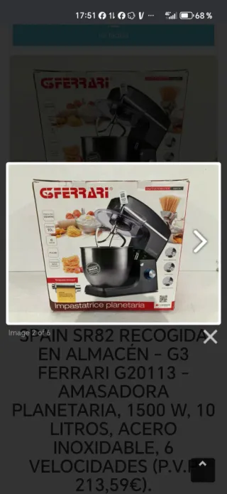 Amasadora Ferrari G20113 1500W 10L