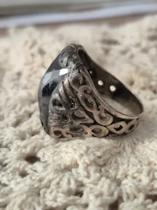 Anillo de plata 925 estilo vintage con ónix negro