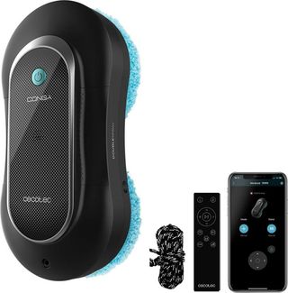 Cecotec Robot Limpiacristales Conga Windroid 1090 Double Spray Connected, 3 en 1; Pulveriza, Limpia y Seca, Doble Spray, App y Mando, 8 Modos, Radio de acción 7,5m, Cuerda de Seguridad, Kit Limpieza