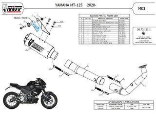 Tubo completo Yamaha mt 125 r 125 mivv