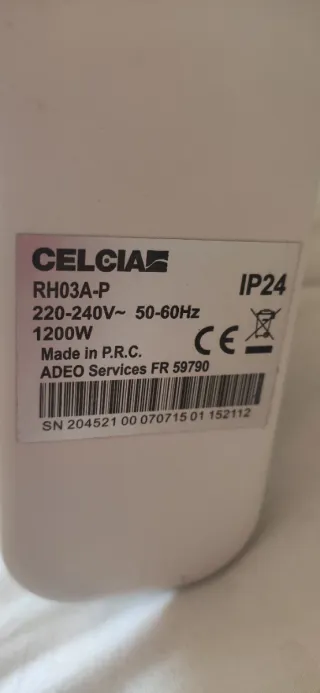 Calefactor de pared 1200W