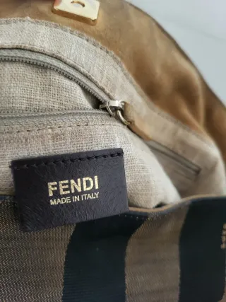 Borsa Fendi tela marrone/nera