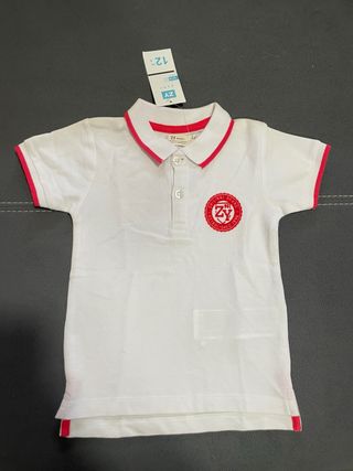 Polo blanco y rojo niño 12 meses