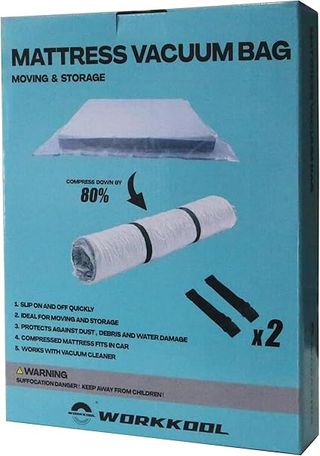 WORKKOOL Bolsa de vacío para colchón de espuma/látex para movimiento, almacenamiento, bolsa de colchón de sellado al vacío con c