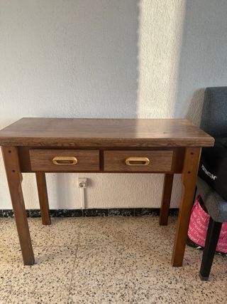 Mesa auxiliar cocina madera con dos cajones