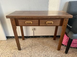 Mesa auxiliar cocina madera con dos cajones