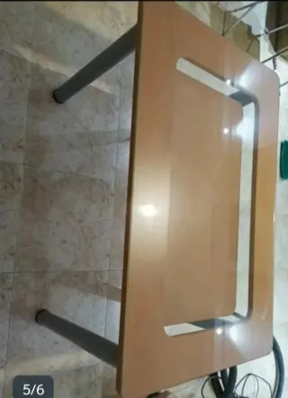 Mesa comedor madera y cristal