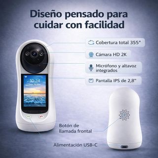 UTILIFY Cámara 2K WiFi Vigilabebés Pantalla 2.7''