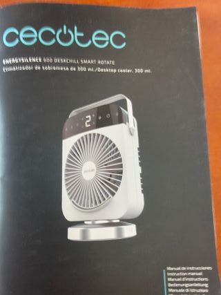 Cecotec Climatizador de Sobremesa EnergySilence 600 DeskChill Smart Rotate. 10W, Depósito 300ml, Control Táctil, Oscilación, 4 V