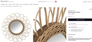 Espejo Pared Mimbre Flor 50x50