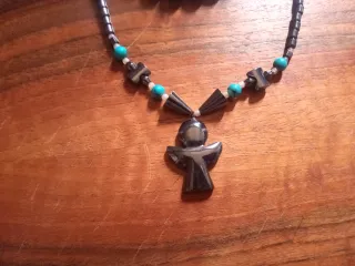 Set Collana In pietra ematite e Bracciale Azzurro