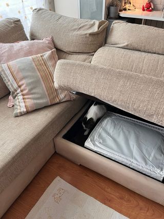 Sofá modular 4 plazas con chaise longue y almacena