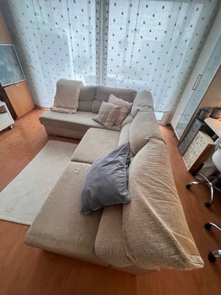 Sofá modular 4 plazas con chaise longue y almacena