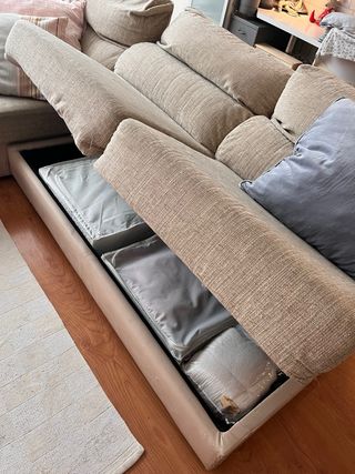 Sofá modular 4 plazas con chaise longue y almacena