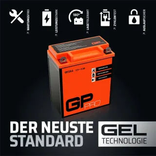 GP-PRO GB12A-A - Batería de arranque para motos, 12V, 12Ah
