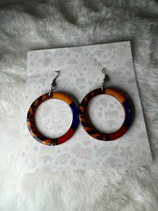 Aretes Aros Étnicos Colombianos Madera Pintada