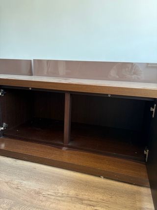 Mueble TV madera y cristal