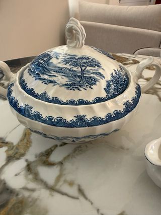 Vajilla Churchill Inglesa Azul y Blanca