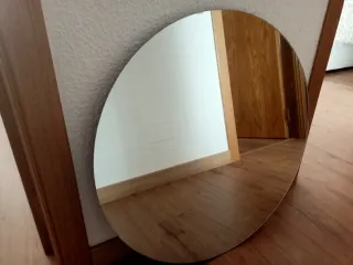 Espejo Redondo Madera y Cristal con Luz LED