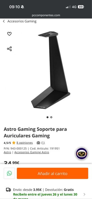 Soporte Auriculares Astro Negro