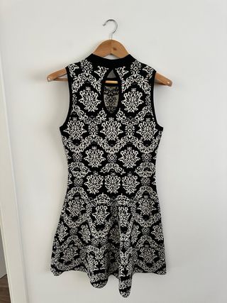 Vestido Skater Jacquard Negro y Blanco