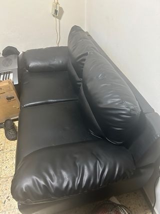 Sofá 2 plazas Piel Sintética Negro