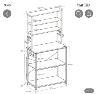 Mueble Cocina Estantería Metálica Madera