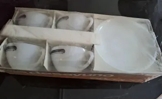 Set 4 Tazas Porcelana Blancas