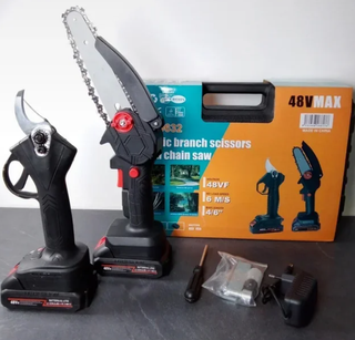 Kit forbice motosega 48V con due Batterie Potatura