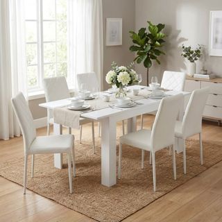 Tavolo Pranzo Allungabile Moderno Bianco 160/200Cm