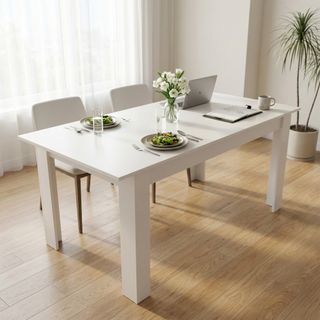 Tavolo Pranzo Allungabile Moderno Bianco 160/200Cm