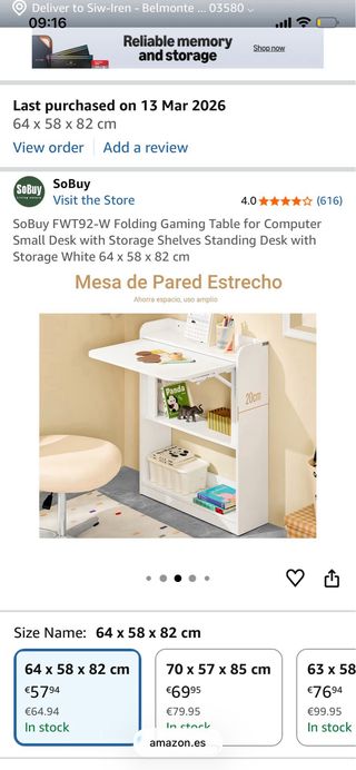 Escritorio Plegable SoBuy Blanco