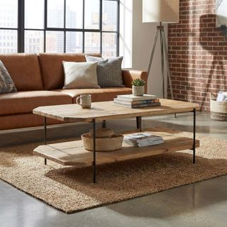 Tavolino Salotto Legno Massiccio Marrone 120x61Cm