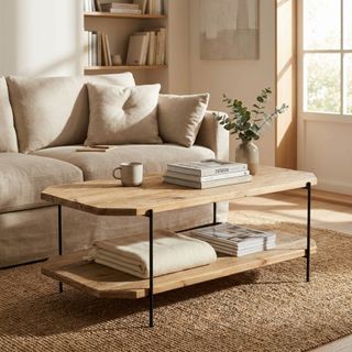 Tavolino Salotto Legno Massiccio Marrone 120x61Cm