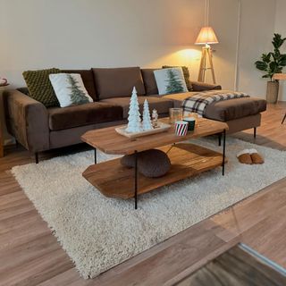 Tavolino Salotto Legno Massiccio Marrone 120x61Cm