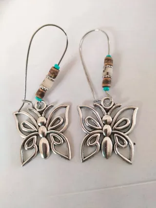 Pendientes mariposa plata y turquesa