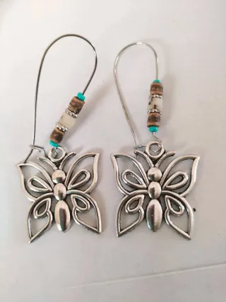 Pendientes mariposa plata y turquesa
