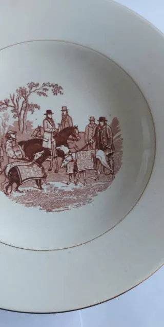 Antiguo Plato Hondo La Cartuja Sevilla Escena Caza